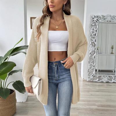 Women's Solid Color Long-sleeved Sweater 2025 Autumn Winter Jacket New Simple Fashionable Loose Cardigan