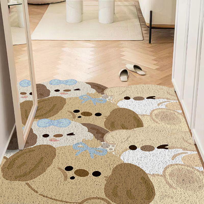 Customizable PVC Cartoon Dog Entrance Doormat - Dust-Removing Silk Coil Carpet