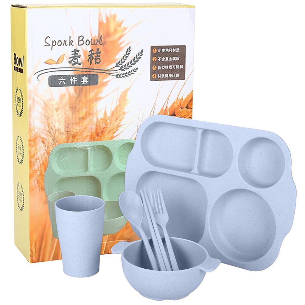High Grade Wheat Straw Dinnerware Set Children's Unbreakable Dishes Tableware Fork Spoon Chopsticks Bowls Cup Dish Camping Set