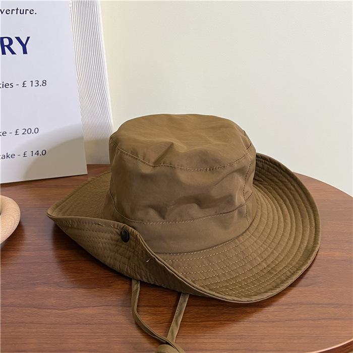

Japanese-style quick-dry drawstring fisherman hat for women, breathable and sun-protective, large brim sun hat for outdoor fishing and hiking, men s M（56-58cm） темно-коричневого кольору