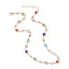 Colorful Glass Necklace Women Metal Collarbone Chain Party Jewelry Fashion Body Jewelry Metal Texture for Any Occasion