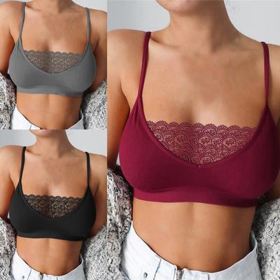 Damen ärmelloses Sommer-Unterhemd, Tank-Tops, BH, Spaghettiträger, T-Shirt, Spitze, modisch