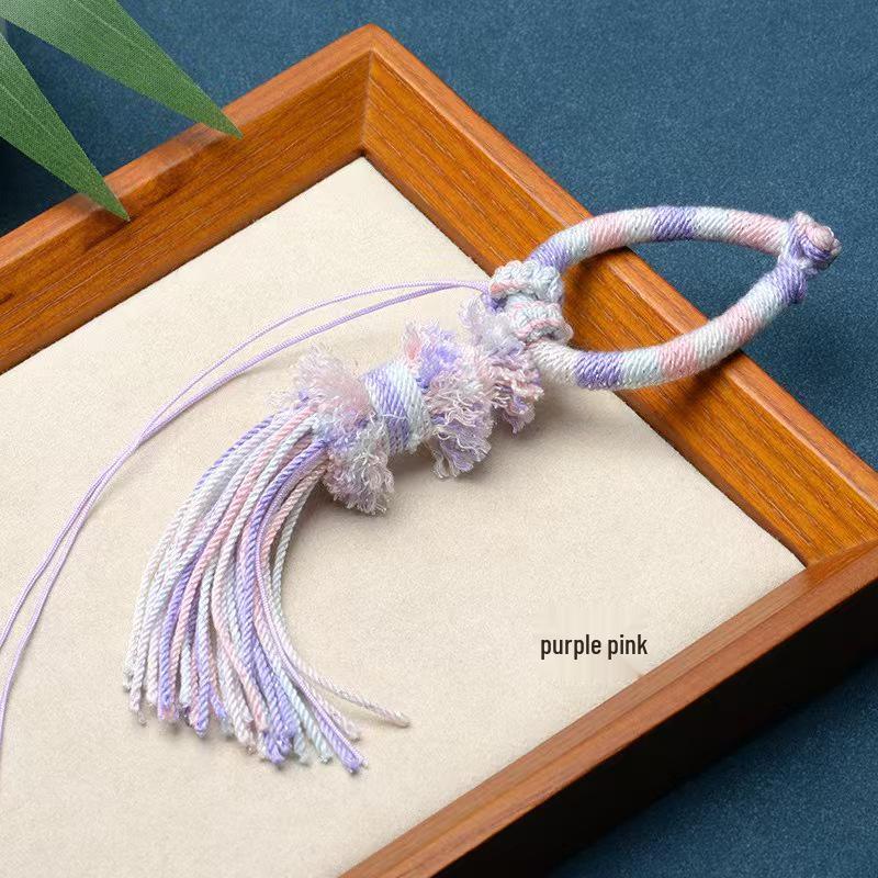 Tibetan Hand-Woven Gradient Cotton Tassel Ring for Hanging Bags and Vehicles