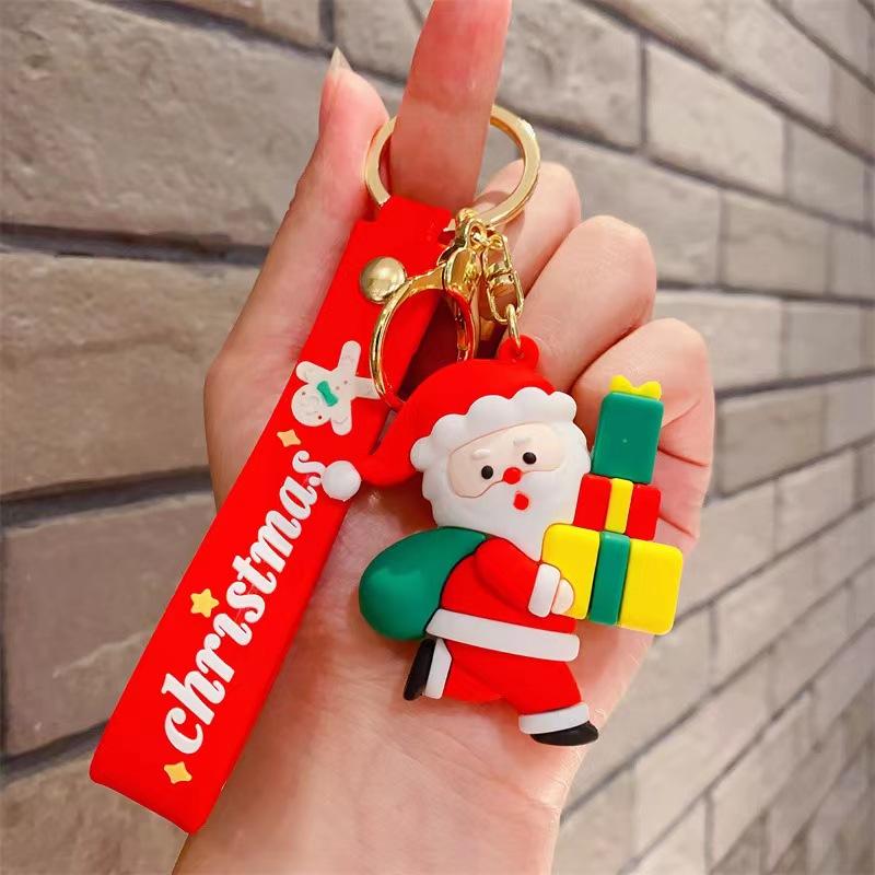 Cartoon Cute Santa Keychain Pendant Car Key Chain Schoolbag Pendant Christmas Gift