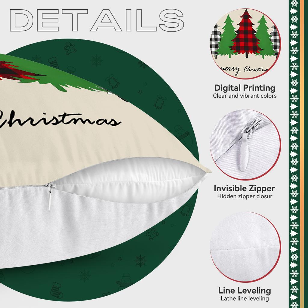 Christmas Tree Pillowcase Bedroom Sofa Cushion Cover 100% Polyester Living Room Soft Cushion Pillowcase Home Decor