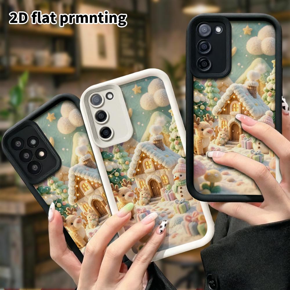 Phone Case: 2D Flat, Suitable for Samsung Galaxy A34 A35 M05 M06 S20 S22 S21 FE Plus 5G, Winter Christmas Cottage, Perfect Christmas and Halloween Hol