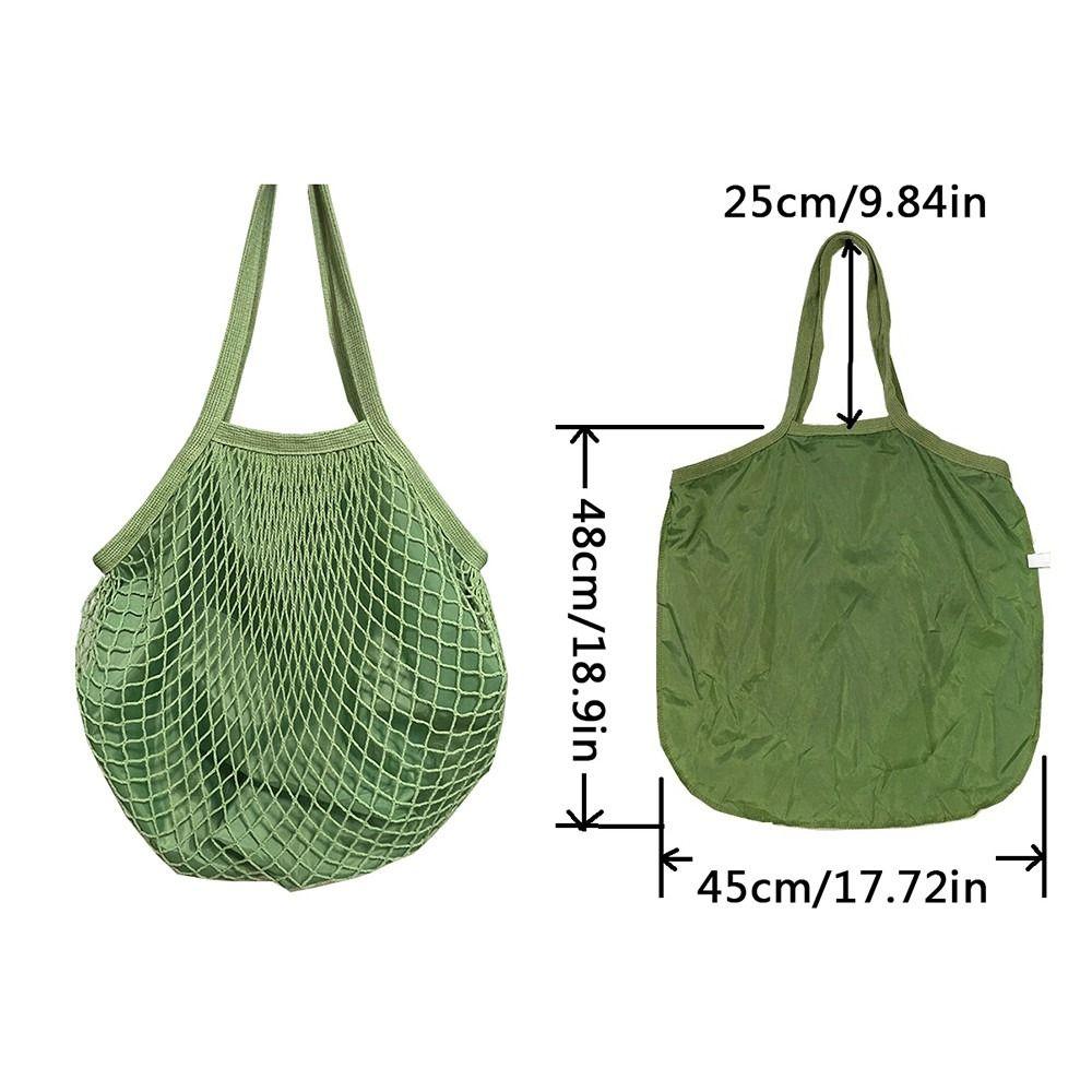 Cotton Grocery Bags Portable Reusable Fruit Vegetable Net Bag Mesh Rope Breathable Short Handle Tote Fruit Vegetable Storage