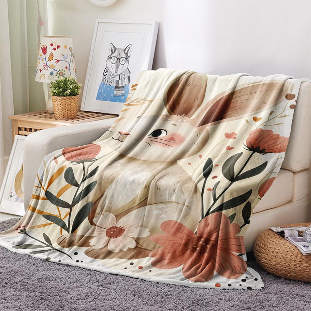 1Pc Cartoon Print Flannel Blanket, High Quality Comfortable for All Seasons, Home Decor, Warmth and Comfort, Perfect for Christmas Birthday Gift