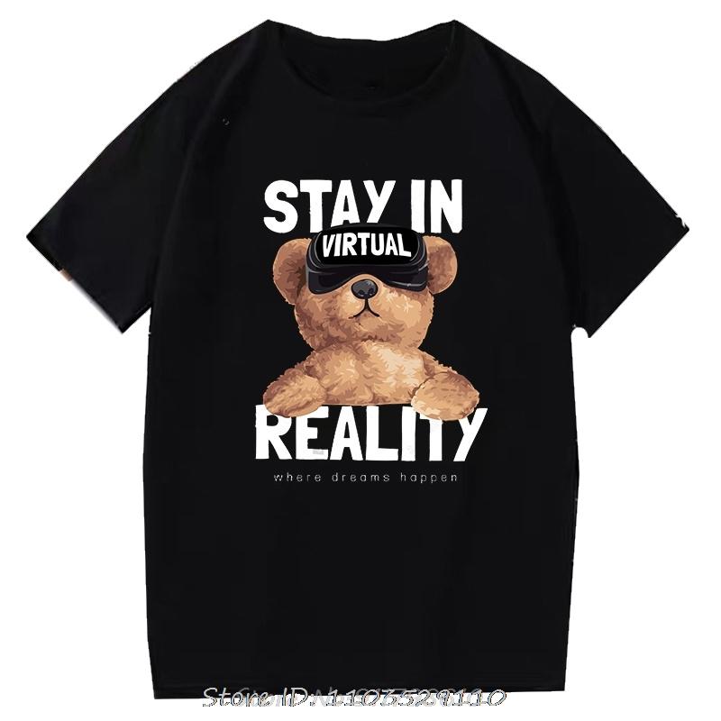 Teddy Bear Tshirt Cool Robotic Graphic Tops Harajuku Cartoon Streetwear Fitness Clothes Casual Fashion Tee Roupas Masculinas