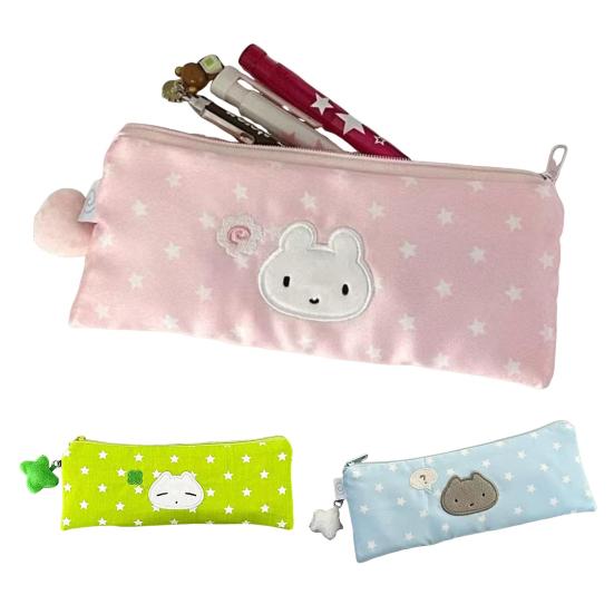 Student Stationery Bag Star Pattern Multi-Tiered Design Zipper Closure Sustainable Desk Organizer School Supplies