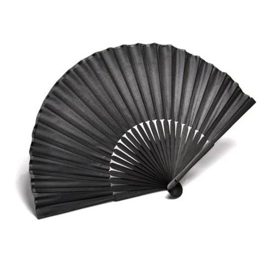 Goods Land Bamboo Japanese Style 7-Inch Fan Black Bone Plain Mens Male Use Fabric Stylish Durable Modern GD-SENSU Clothing Accessories