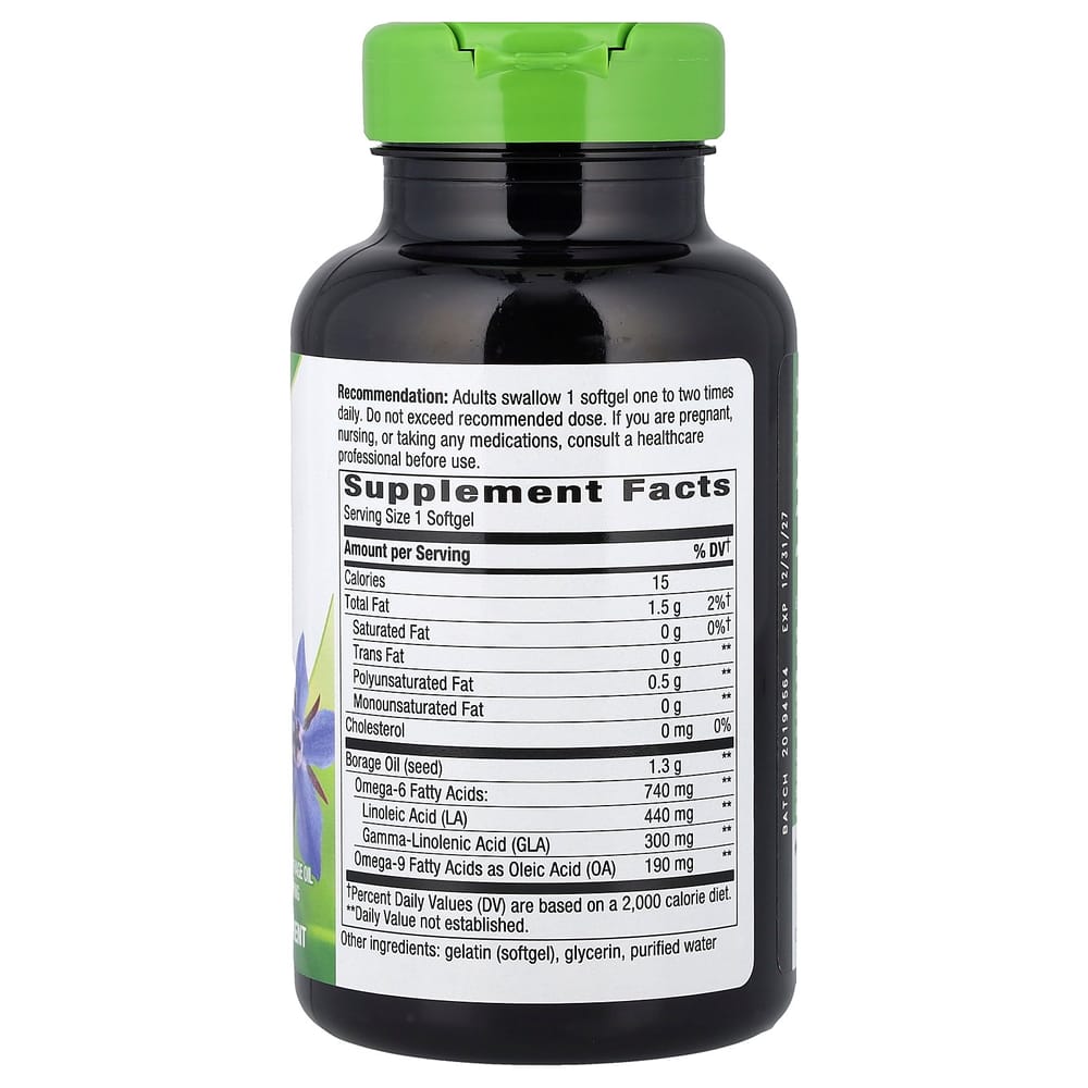 Nature's Way Borage Oil 1300mg Softgels, 60 Count