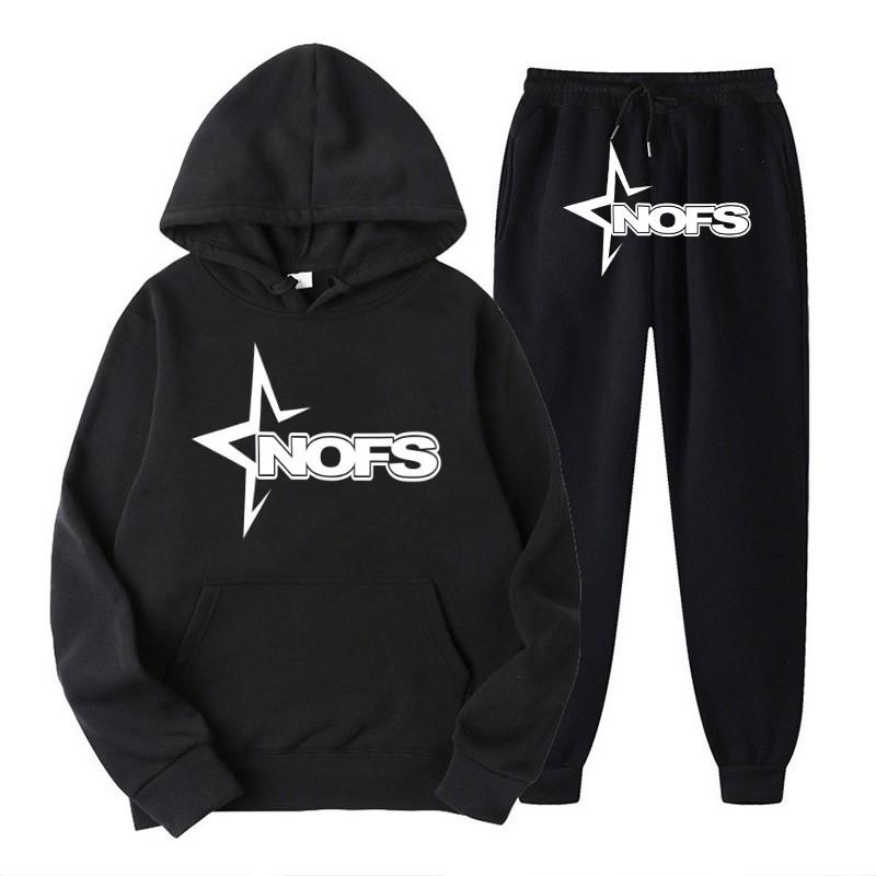Unisex Streetwear Hoodie Jogger Set Casual Loose Fit Print Sweatshirt Pants Outfit