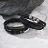 Black Multi Layers Leather Bracelet for Men,Metal Tube Charm Handmade Braided Rope Leather Bracelet,Gift for Husband Dad Son