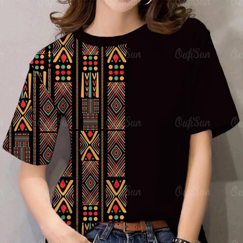 

Short-sleeved T-shirt; women s round-neck short-sleeved shirt; 3D printed traditional ethnic clothing 5XL