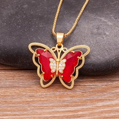 Nidin Top Quality Austrian Crystal Zircon 10 Colors Butterfly Pendant For Women Female Colorful Animal Necklace Jewelry Gifts