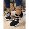 Ladies' One Foot Casual Sports Shoes - Breathable Fabric Upper and EVA Sole, Pink Stripe Design, All Season Comfortable Casual Wear, Cute Shoes