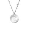 Lemegeton Zodiac Women's Necklace 12 Constellations Stainless Steel Pendant Choke Astrology Aries Leo Ring Jewelry Birthday Gift