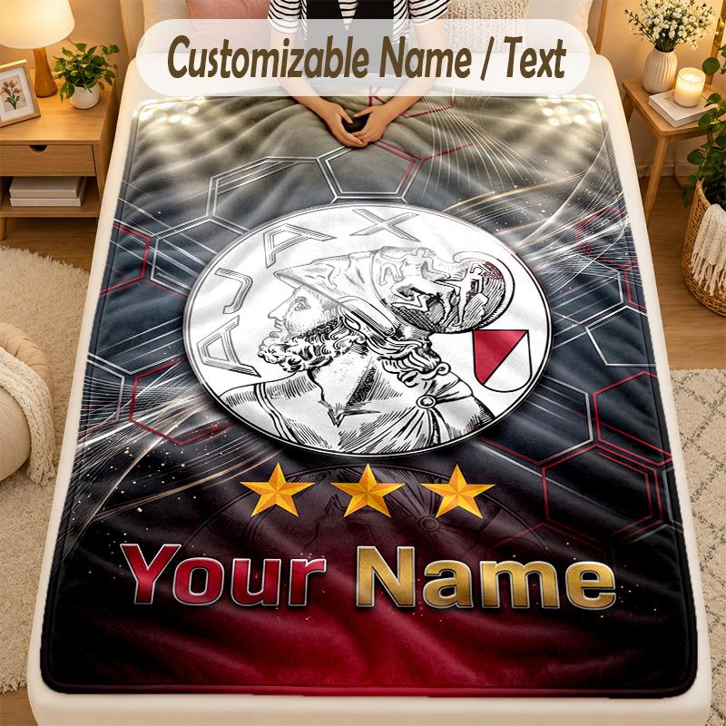 Flannel BlanketAjax Amsterdam Custom Name Text Personalized Soft Warm Throw Blanket Home Decor Gift