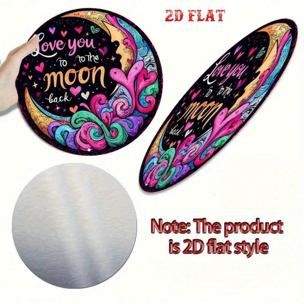 Retro Metal Love You To The Moon And Back Sign, 20cm Round Wall Decor