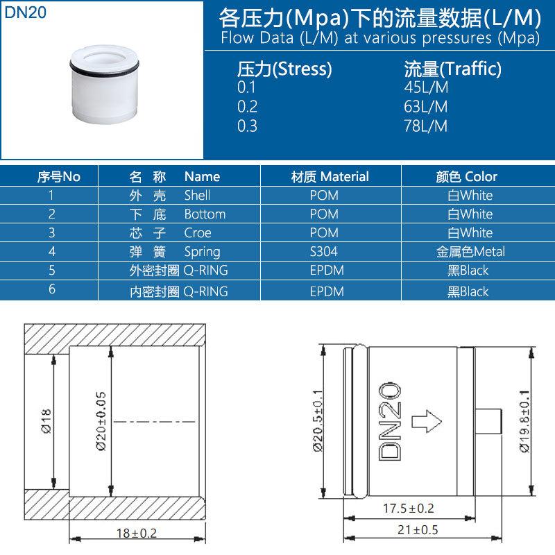 Inner Plug Check Valve Plastic DN8/10/12/14/20/22/25 MM Spool Check Inline Spring Non-return Valve Pipe Fittings
