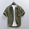 Summer Men Shirts Japanese Style Cargo Short Sleeve Shirt Male Pure Cotton Double Pockets Casual Shirt Youth Streetwear Loose Top