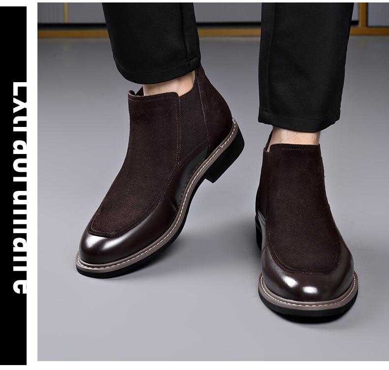 Men's Trendy Velvet-Lined Martin Chelsea Boots for Autumn/Winter