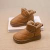 Winter Snow Boots Boys Add Velvet Thickened Cotton Thick Soft Soled Short Boots Girls Comfortable Solid Color Kids Shoes