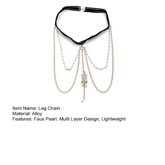 Leg Chain Imitation Pearls Double Layer Chain Elastic Leg Jewelry Versatile Sexy Body Chain Lightweight Leg Ornament