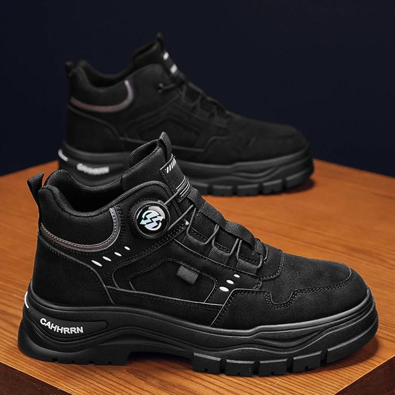 

Мужские хлопковые ботинки с высоким верхом, зимние ботинки, удобные, теплые, водонепроницаемые, нескользящие, хлопковые ботинки, защита носка от ударов 39 чёрный