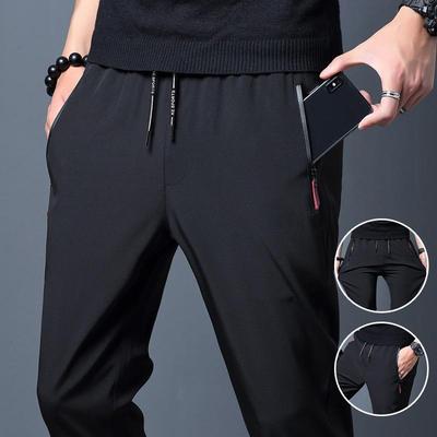 Men's Lightweight Athletic Casual Pants with Zipper Pockets & Printed Design - Machine Washable, Summer Regular Fit - Ideal Gift for Men