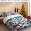 3-teiliges Bettwäscheset mit Cartoon-Schneemann-Print, ohne Füllung, verschiedene Größen, Schlafzimmer, Studentenwohnheime, bequem, ganzjährig, maschinenwaschbar