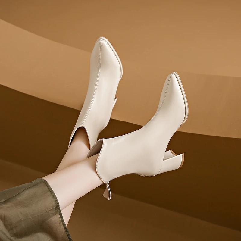 Fashion Plus Size 43 Women Victorian Ankle Boots Leather Lace Heel Shoes for Women Lace Up Spliced Fashion Ladies High Heels Woman Boots