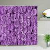 Romantic Rose Shower Curtain Set - Vibrant Red & Purple Floral Designs for Elegant Bathroom Décor, Waterproof & Easy Care