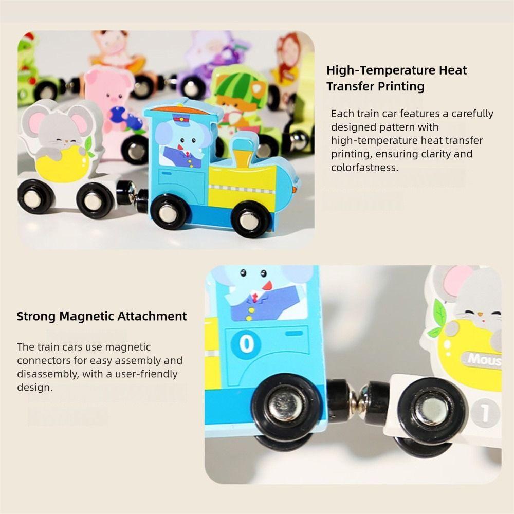 Wooden Magnetic Number Train Toys Number Dinosaur Children's Digital Learning  Kids Gift