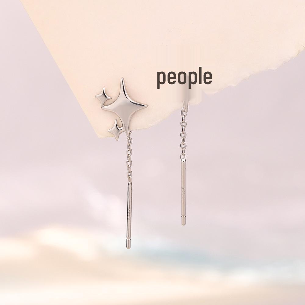 Asymmetrical Four-Pointed Star Elegant Women's Ear Thread Earrings