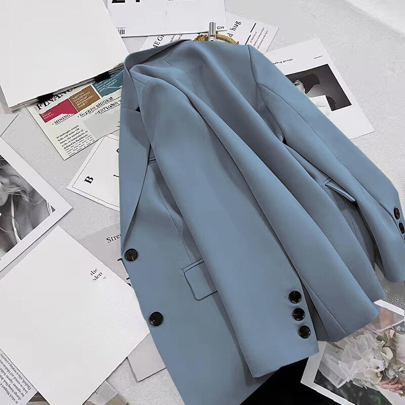 

Женский однотонный повседневный пиджак с карманами, корейский модный кардиган с длинными рукавами, разноцветные пиджаки, куртки XXL