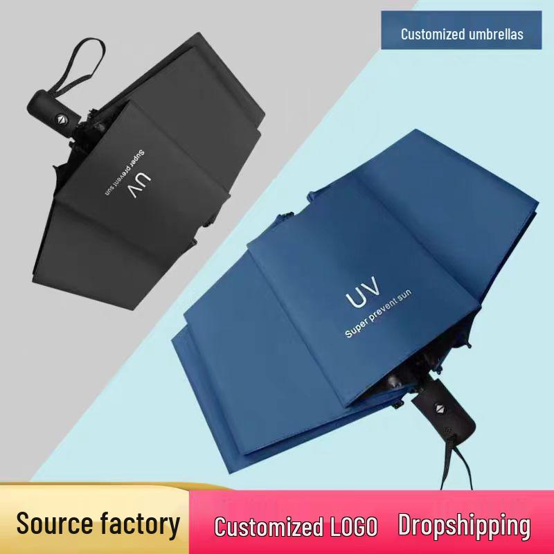 Damen Automatischer UV-Schutz Dreifach-Schirm mit Kundenspezifischem Logo- und Textdruck