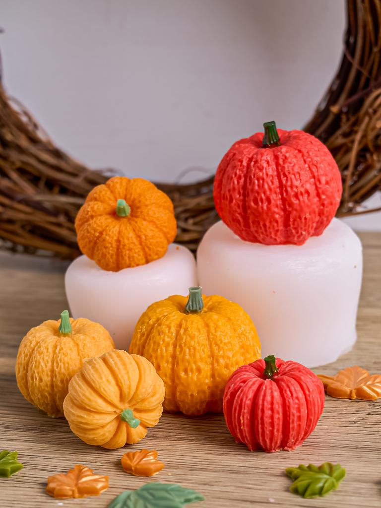 3D Pumpkin Candle Halloween Ornaments Silicone Mold DIY Scented Candle Making Tools Plaster Resin Chocolate Molds Home Decor