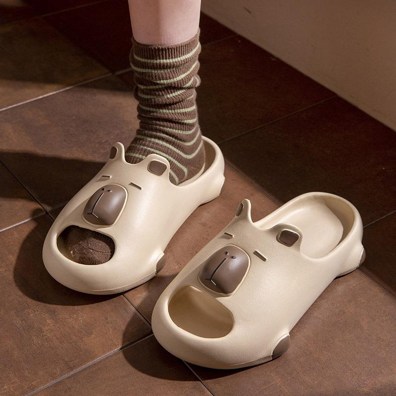 

Модные женские милые мультяшные тапочки-капибары Мужские популярные летние EVA-сандалии Парные унисекс Домашние тапочки для душа В помещении и на улице 36-37 бежевый