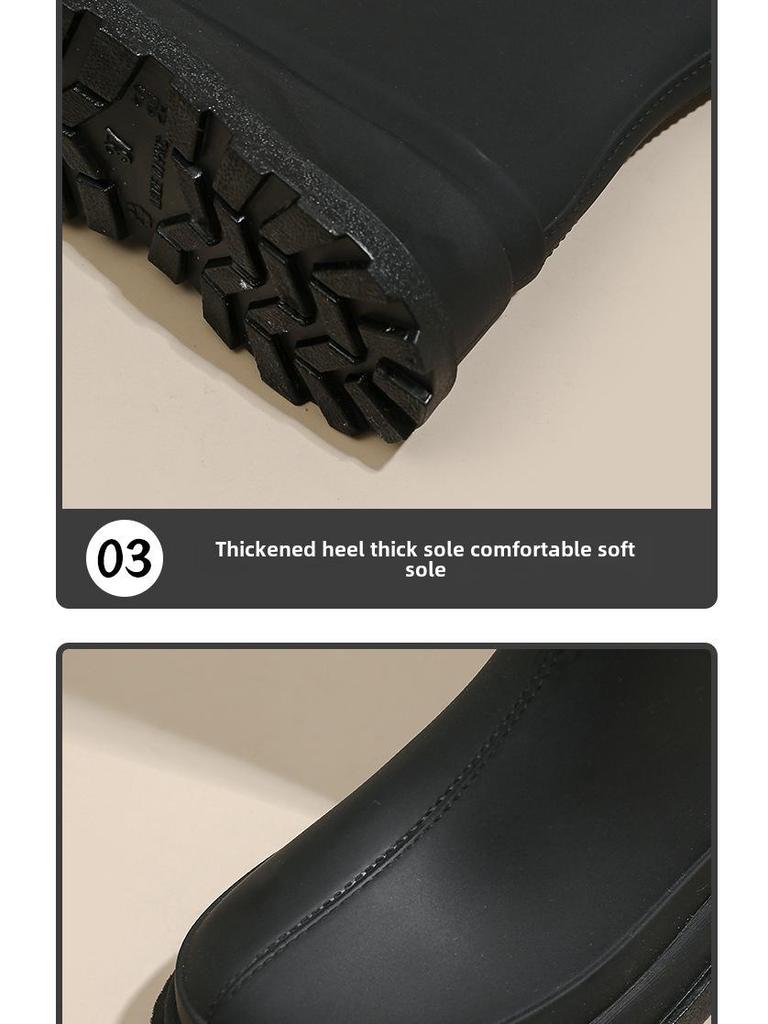 Damen Trendige High-Top Wasserdichte Regenstiefel - Rutschfest, Plüsch, Warm, Vielseitige Outdoor-Schuhe - Koreanischer Hot-Style