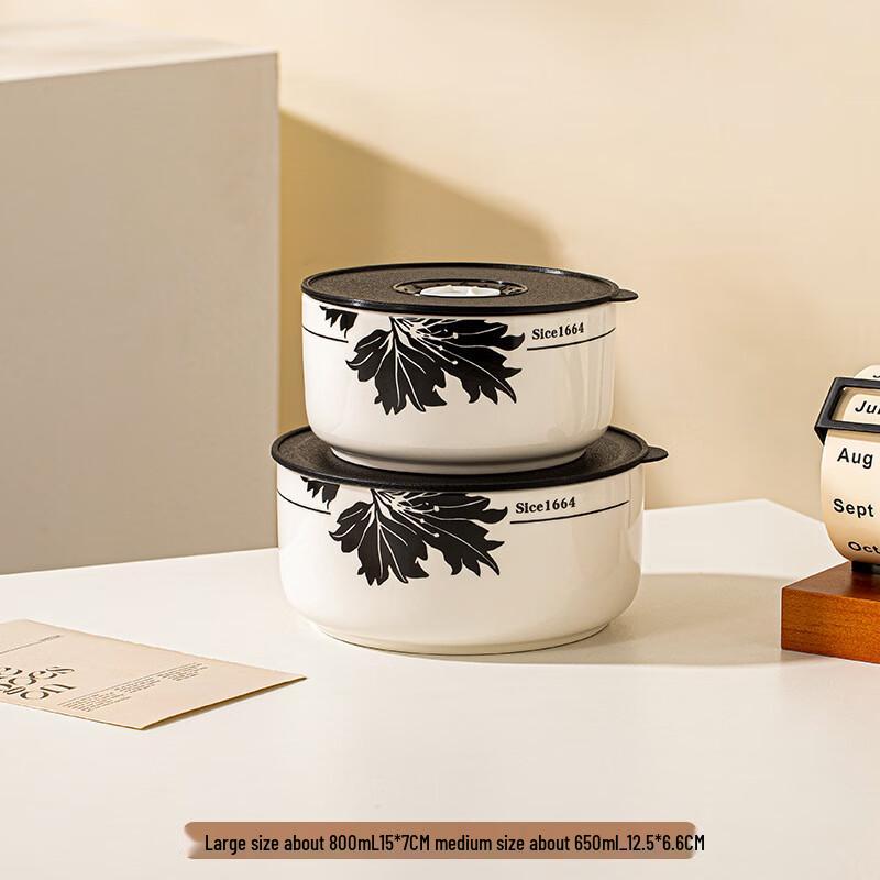Ceramic Fresh-keeping Bowl Two-Piece Set 6-inch + 5-inch
