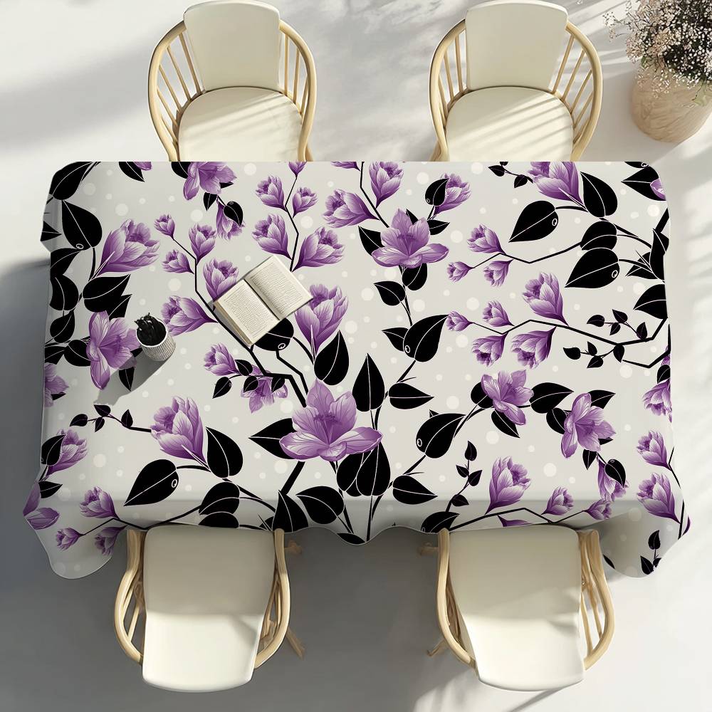 Flowers Pattern Floral Table Cloth Party Decor Dining Room Home Kitchen Patios Waterproof Stain-Proof Table Cloth