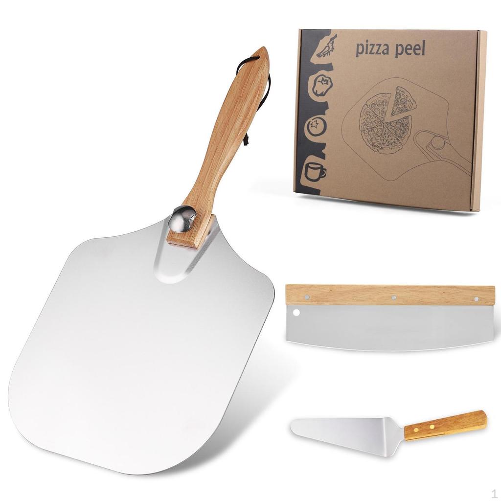 3 Pieces Pizza Peel Set Aluminum Paddle Metal for Home Chefs 3pc