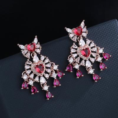 Longues Boucles d'Oreilles Zirconium Goutte d'Eau Style Européen Luxueux Boucles d'Oreilles de Soirée