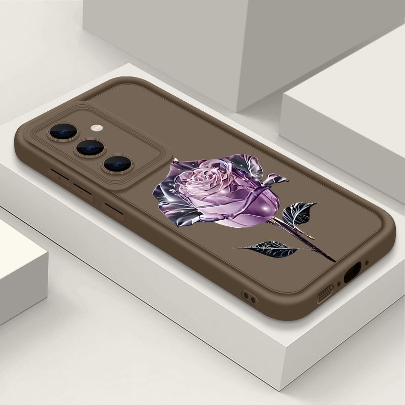 Crystal Rose Floral Print TPU Shockproof Phone Case For Samsung S25 Ultra S24 FE S23 Plus S22 A56 A36 A16 A55 A06 A15 A35 A05 Soft Matte Bumper Cover