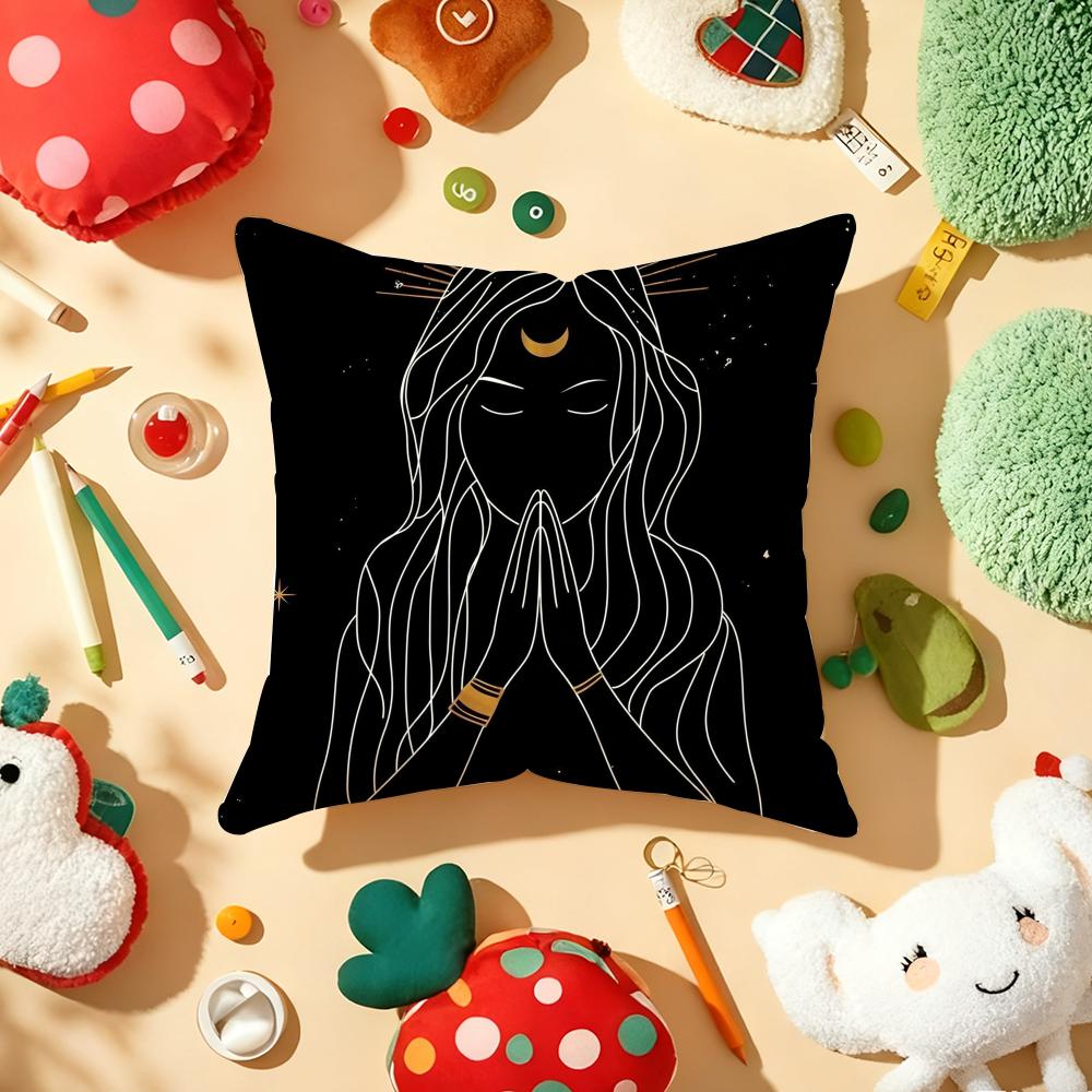 Celestial Hands Art Print Cushion Cover Plush Fabric Soft Double-Sided Printed Sofa Warm Winter Home Gift Pillow Cover