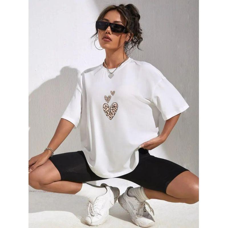 Western Style New Fashion Casual Loose Print Cotton T-shirt Top Loose Printed T-shirt Top