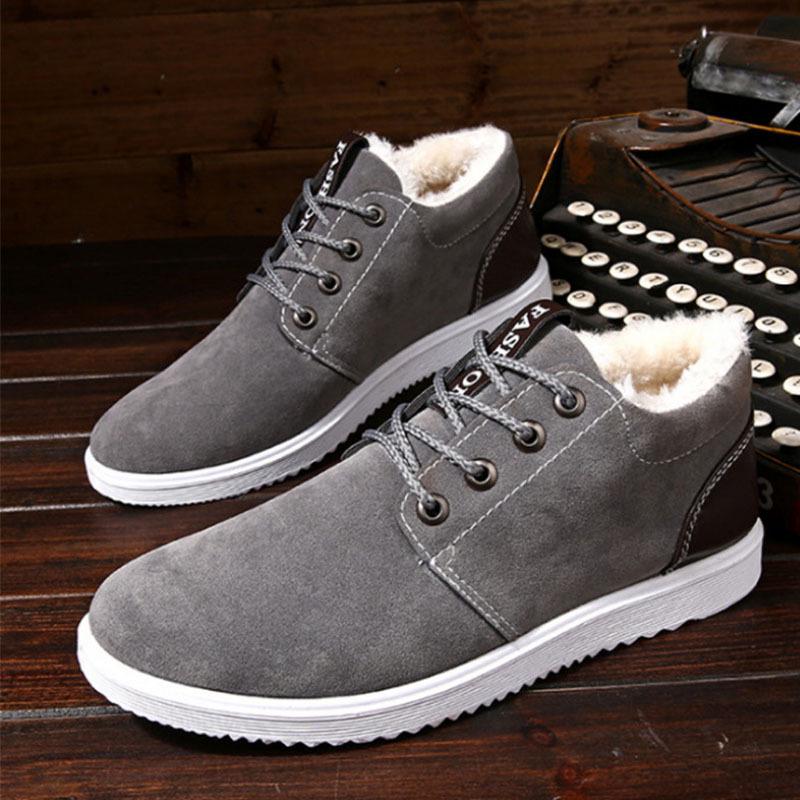 Men s Retro-Style High-Top Winter Shoes: Warm, Cotton, Velvet-Lined, Cold-Proof, Lace-Up 44
