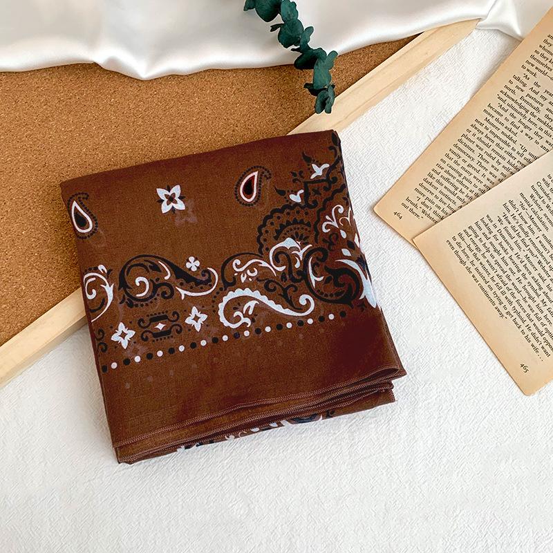 Cotton square scarf, silk scarf, high-end new small shawl, neck protector, small scarf, multi-purpose floral headscarf, headband, hair tie